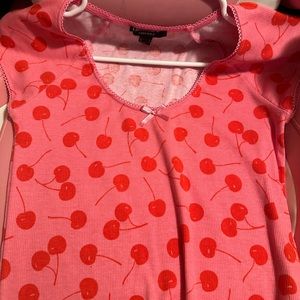 Pink & red cherry top